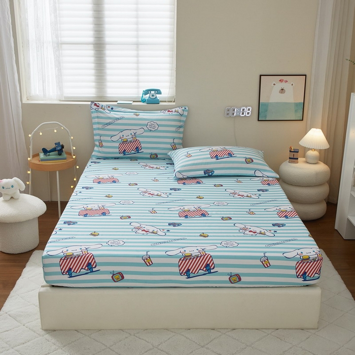 91家纺网 家纺一手货源 找家纺 蘭菲家纺 2025新款三丽鸥系列全棉印花单品床笠 过生日