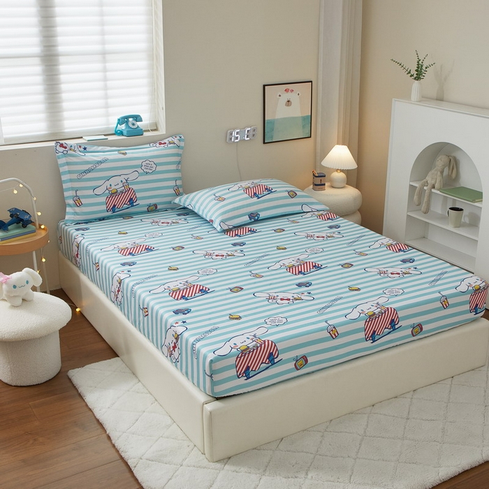 91家纺网 家纺一手货源 找家纺 蘭菲家纺 2025新款三丽鸥系列全棉印花单品床笠 过生日