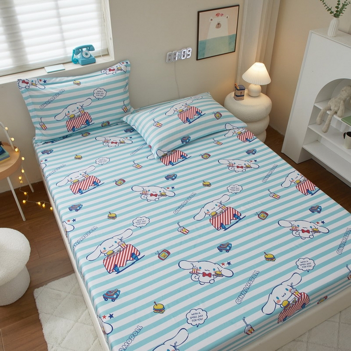 91家纺网 家纺一手货源 找家纺 蘭菲家纺 2025新款三丽鸥系列全棉印花单品床笠 过生日