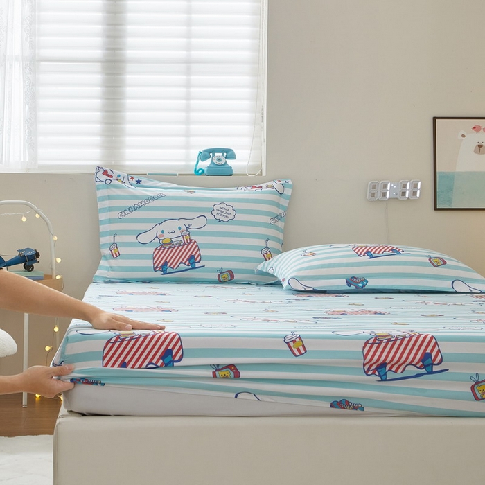 91家纺网 家纺一手货源 找家纺 蘭菲家纺 2025新款三丽鸥系列全棉印花单品床笠 过生日