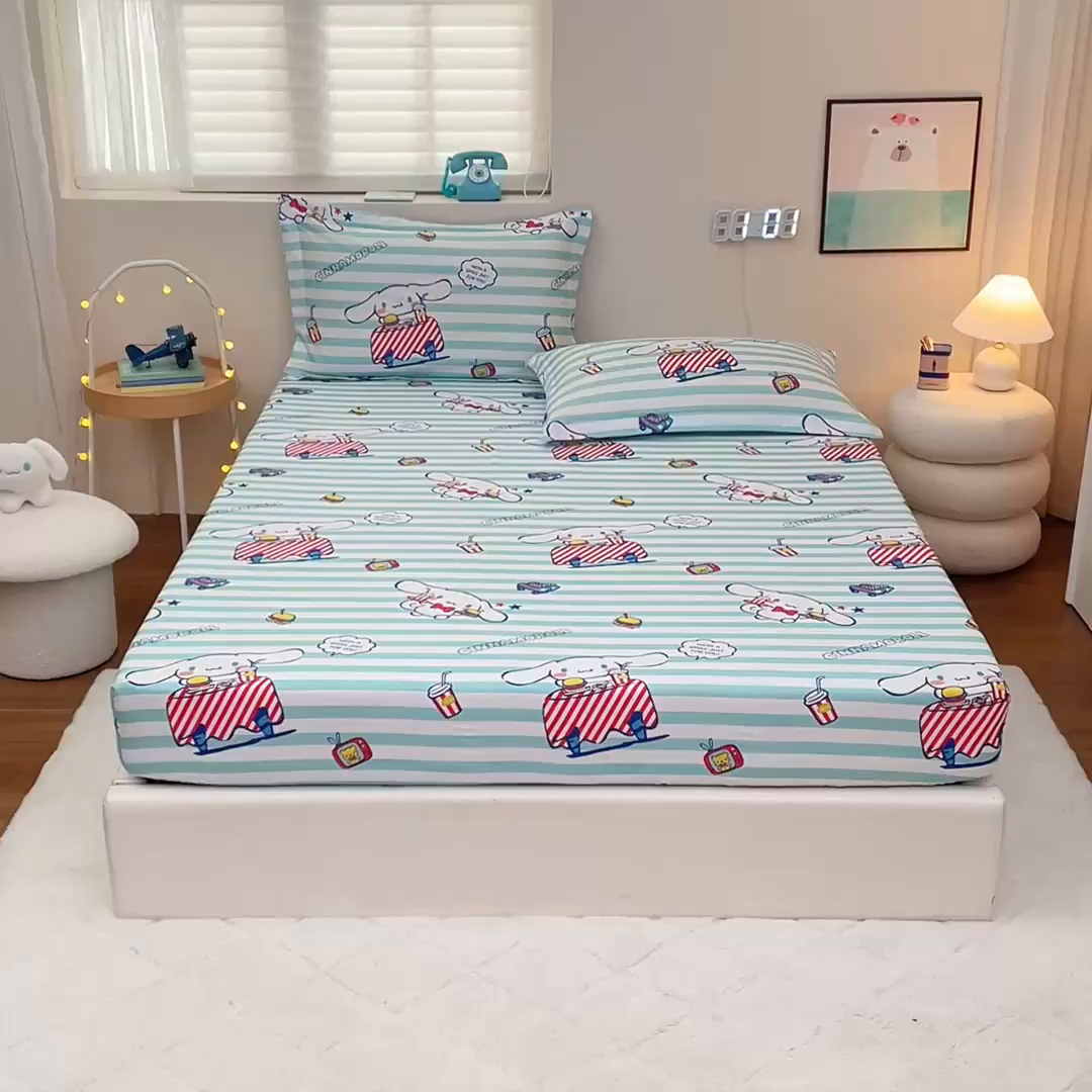 91家纺网 家纺一手货源 找家纺 蘭菲家纺 2025新款三丽鸥系列全棉印花单品床笠 过生日