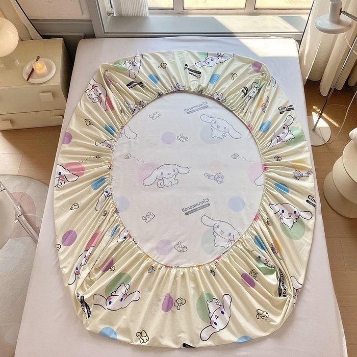 91家纺网 家纺一手货源 找家纺 蘭菲家纺 2025新款三丽鸥系列全棉印花单品床笠 开心狗