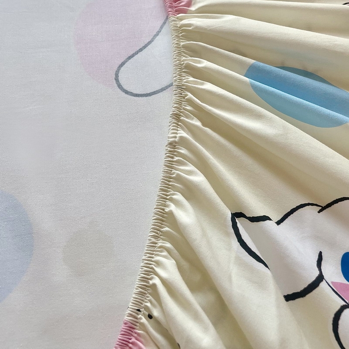 91家纺网 家纺一手货源 找家纺 蘭菲家纺 2025新款三丽鸥系列全棉印花单品床笠 开心狗