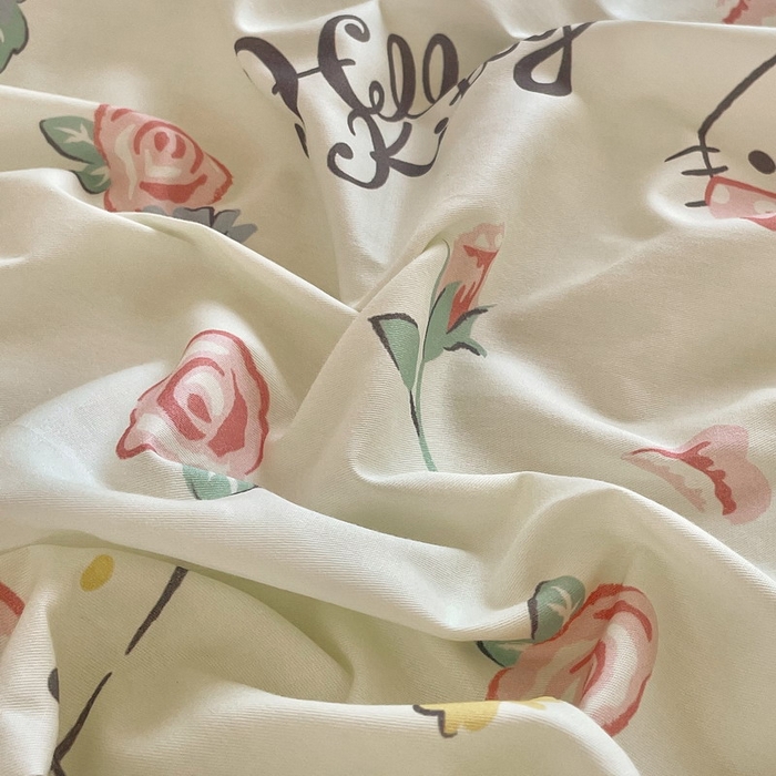 91家纺网 家纺一手货源 找家纺 蘭菲家纺 2025新款三丽鸥系列全棉印花单品床笠 蜜蜜小花园