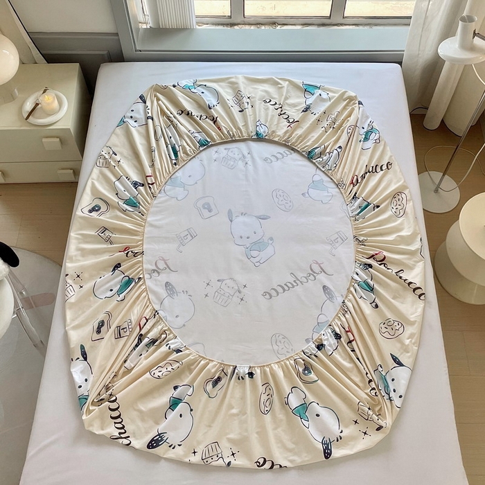 91家纺网 家纺一手货源 找家纺 蘭菲家纺 2025新款三丽鸥系列全棉印花单品床笠 俏皮狗