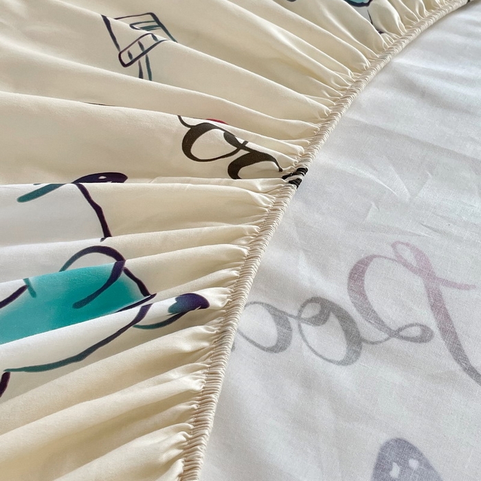 91家纺网 家纺一手货源 找家纺 蘭菲家纺 2025新款三丽鸥系列全棉印花单品床笠 俏皮狗