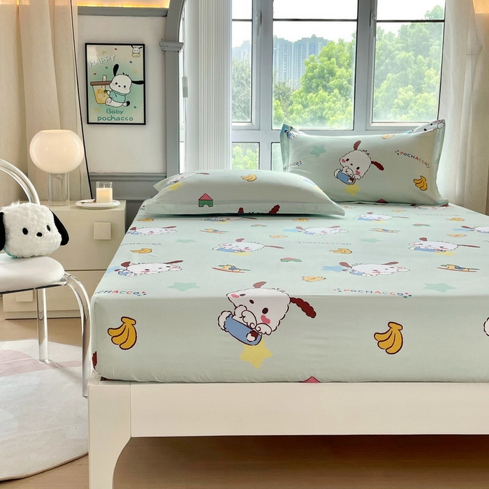 91家纺网 家纺一手货源 找家纺 蘭菲家纺 2025新款三丽鸥系列全棉印花单品床笠 水果派