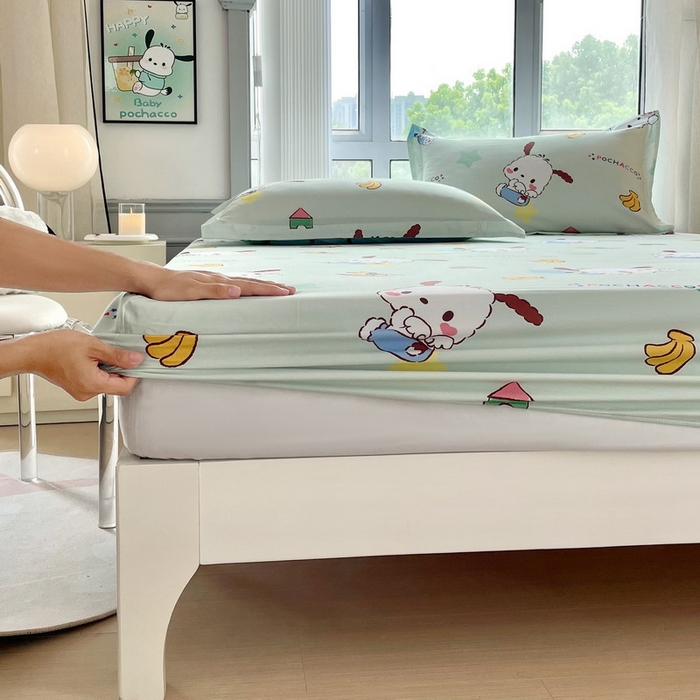 91家纺网 家纺一手货源 找家纺 蘭菲家纺 2025新款三丽鸥系列全棉印花单品床笠 水果派