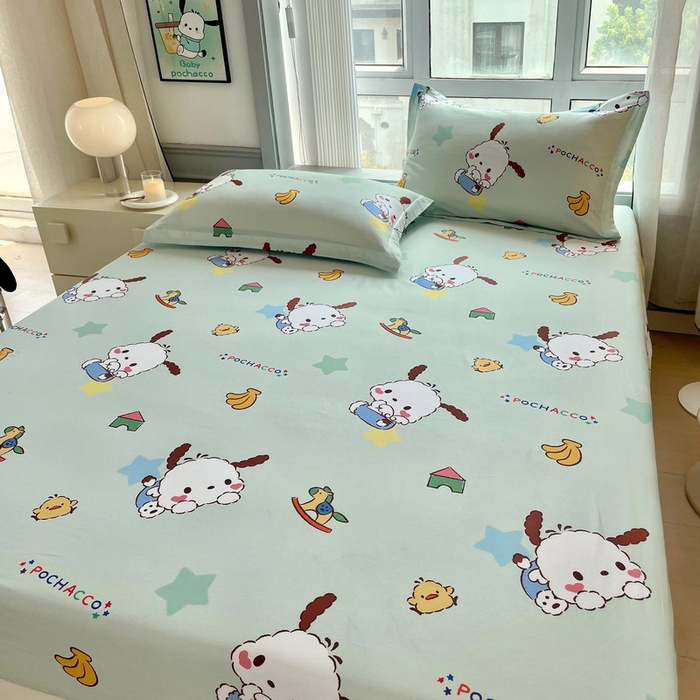 91家纺网 家纺一手货源 找家纺 蘭菲家纺 2025新款三丽鸥系列全棉印花单品床笠 水果派