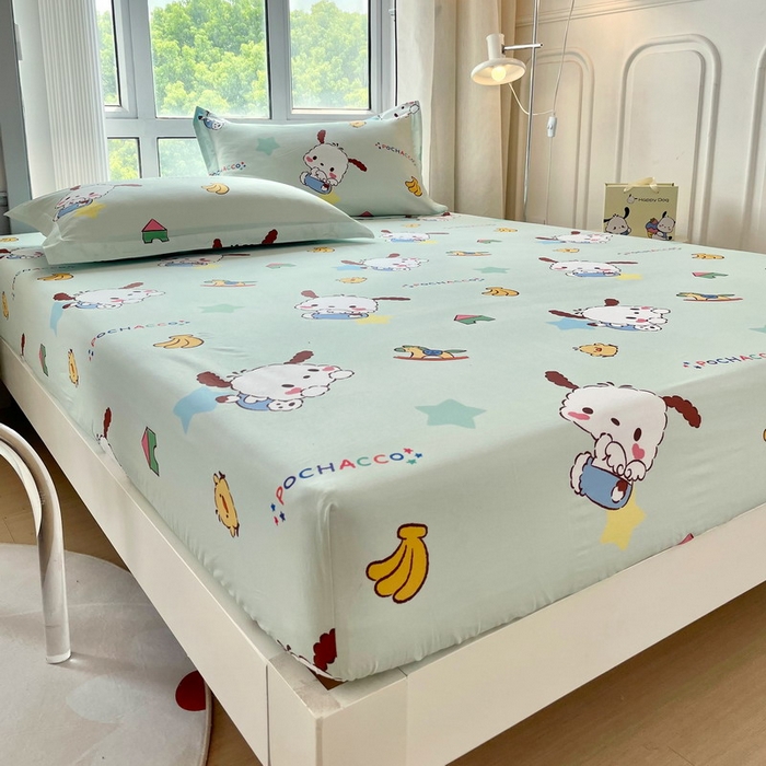 91家纺网 家纺一手货源 找家纺 蘭菲家纺 2025新款三丽鸥系列全棉印花单品床笠 水果派