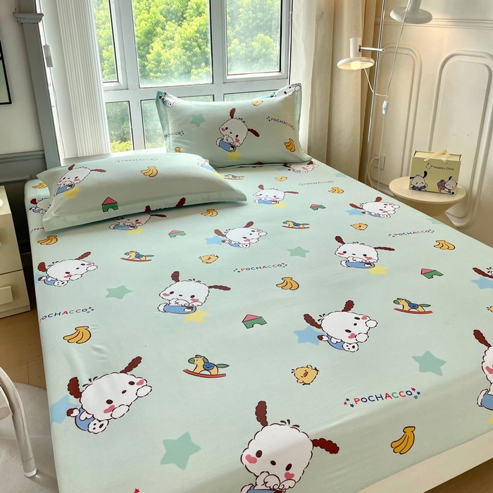 91家纺网 家纺一手货源 找家纺 蘭菲家纺 2025新款三丽鸥系列全棉印花单品床笠 水果派