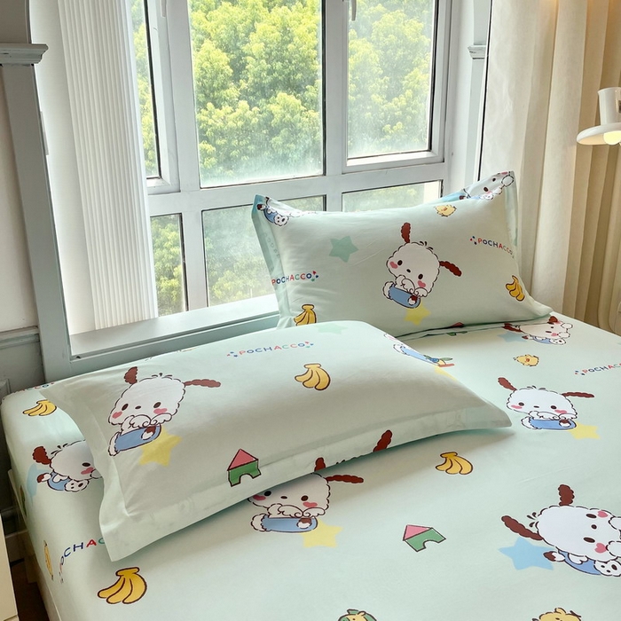 91家纺网 家纺一手货源 找家纺 蘭菲家纺 2025新款三丽鸥系列全棉印花单品床笠 水果派