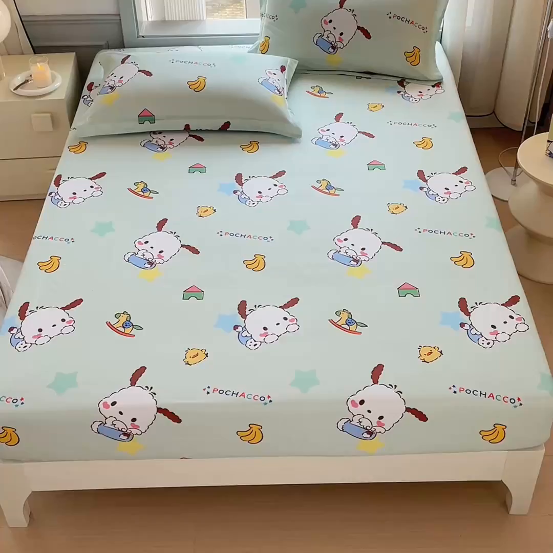 91家纺网 家纺一手货源 找家纺 蘭菲家纺 2025新款三丽鸥系列全棉印花单品床笠 水果派