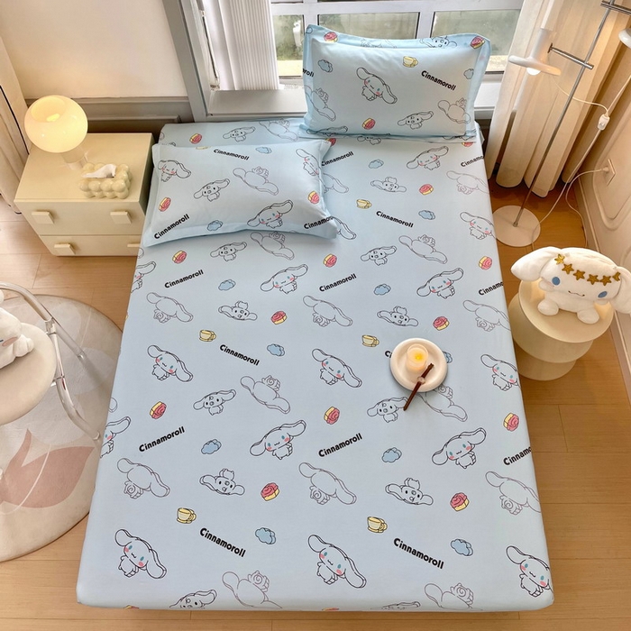 蘭菲家纺 2025新款三丽鸥系列全棉印花单品床笠 随便蓝