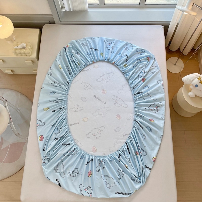 91家纺网 家纺一手货源 找家纺 蘭菲家纺 2025新款三丽鸥系列全棉印花单品床笠 随便蓝