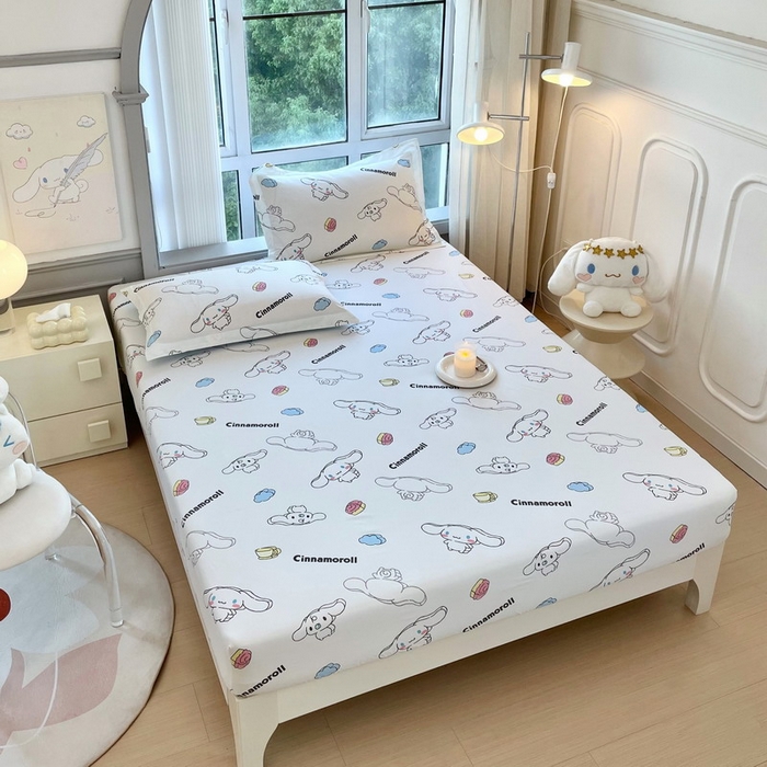 91家纺网 家纺一手货源 找家纺 蘭菲家纺 2025新款三丽鸥系列全棉印花单品床笠 随便米