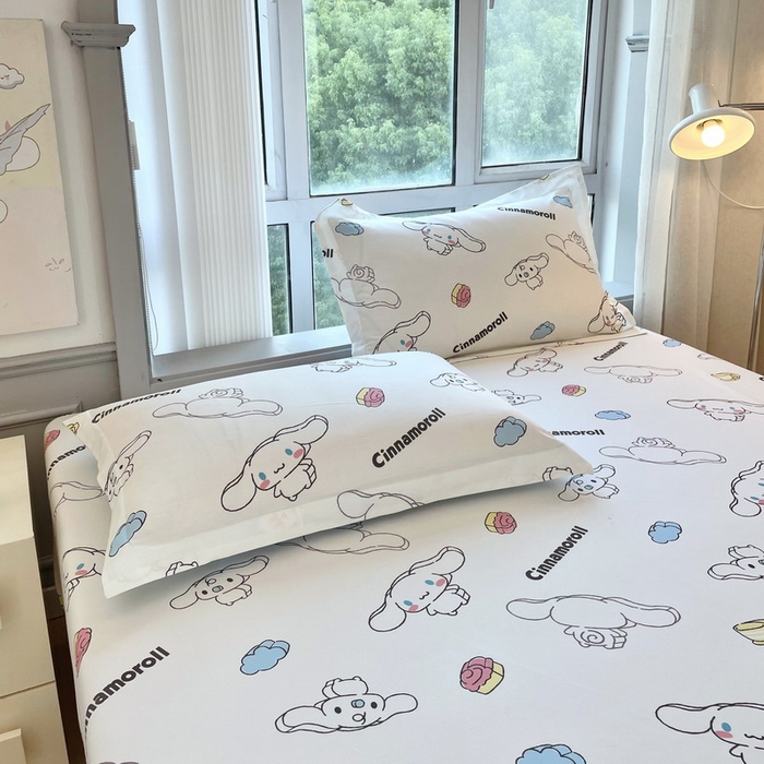 91家纺网 家纺一手货源 找家纺 蘭菲家纺 2025新款三丽鸥系列全棉印花单品床笠 随便米