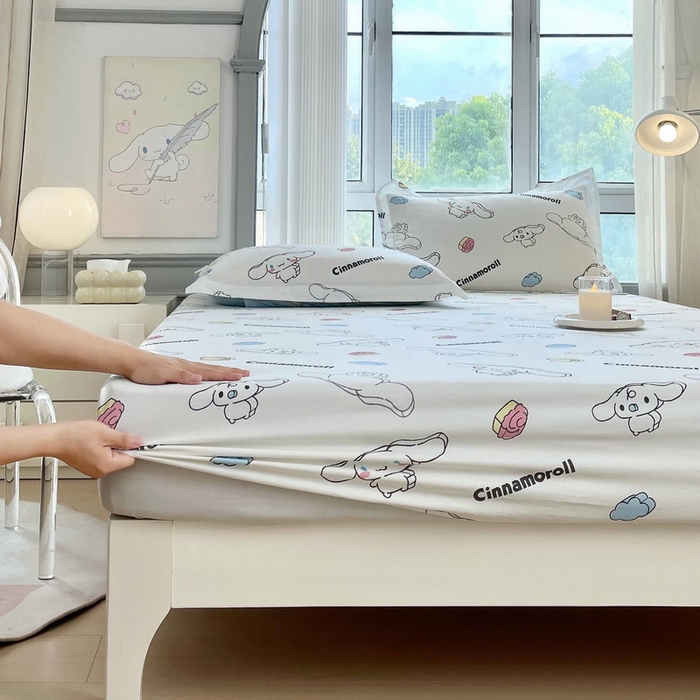 91家纺网 家纺一手货源 找家纺 蘭菲家纺 2025新款三丽鸥系列全棉印花单品床笠 随便米