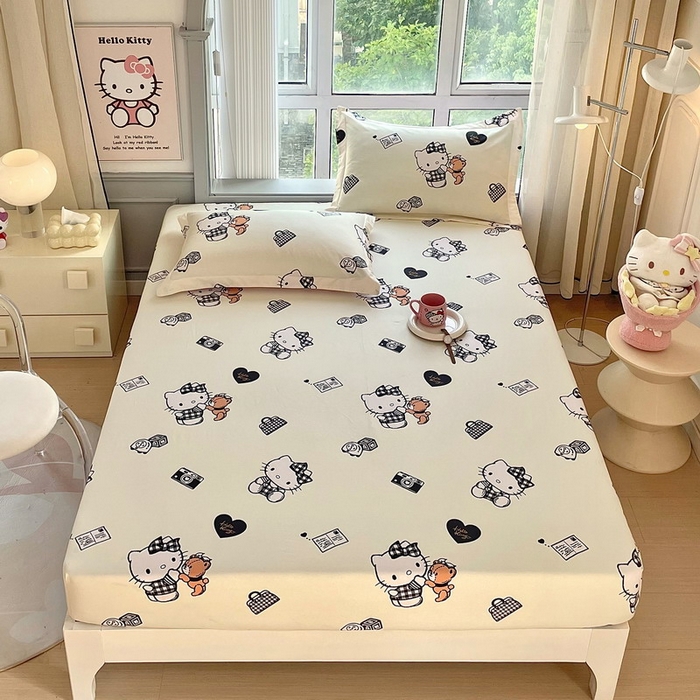 91家纺网 家纺一手货源 找家纺 蘭菲家纺 2025新款三丽鸥系列全棉印花单品床笠 小布熊