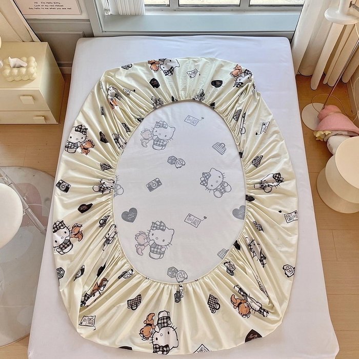 91家纺网 家纺一手货源 找家纺 蘭菲家纺 2025新款三丽鸥系列全棉印花单品床笠 小布熊