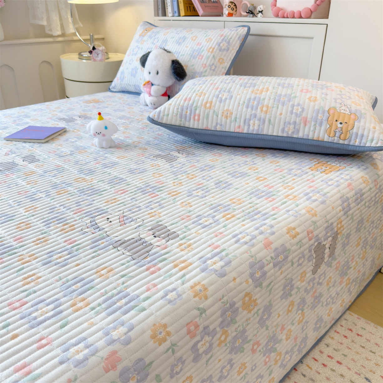 91家纺网 家纺一手货源 找家纺 （总）雯豆家纺 2025新品皱皱双层纱床盖泡泡纱床罩保护套