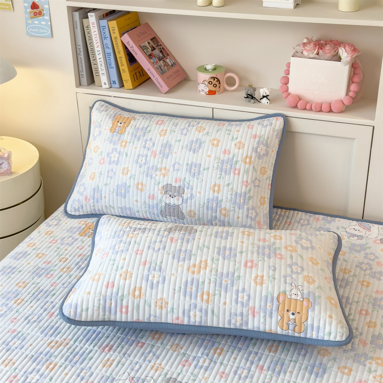 91家纺网 家纺一手货源 找家纺 （总）雯豆家纺 2025新品皱皱双层纱床盖泡泡纱床罩保护套