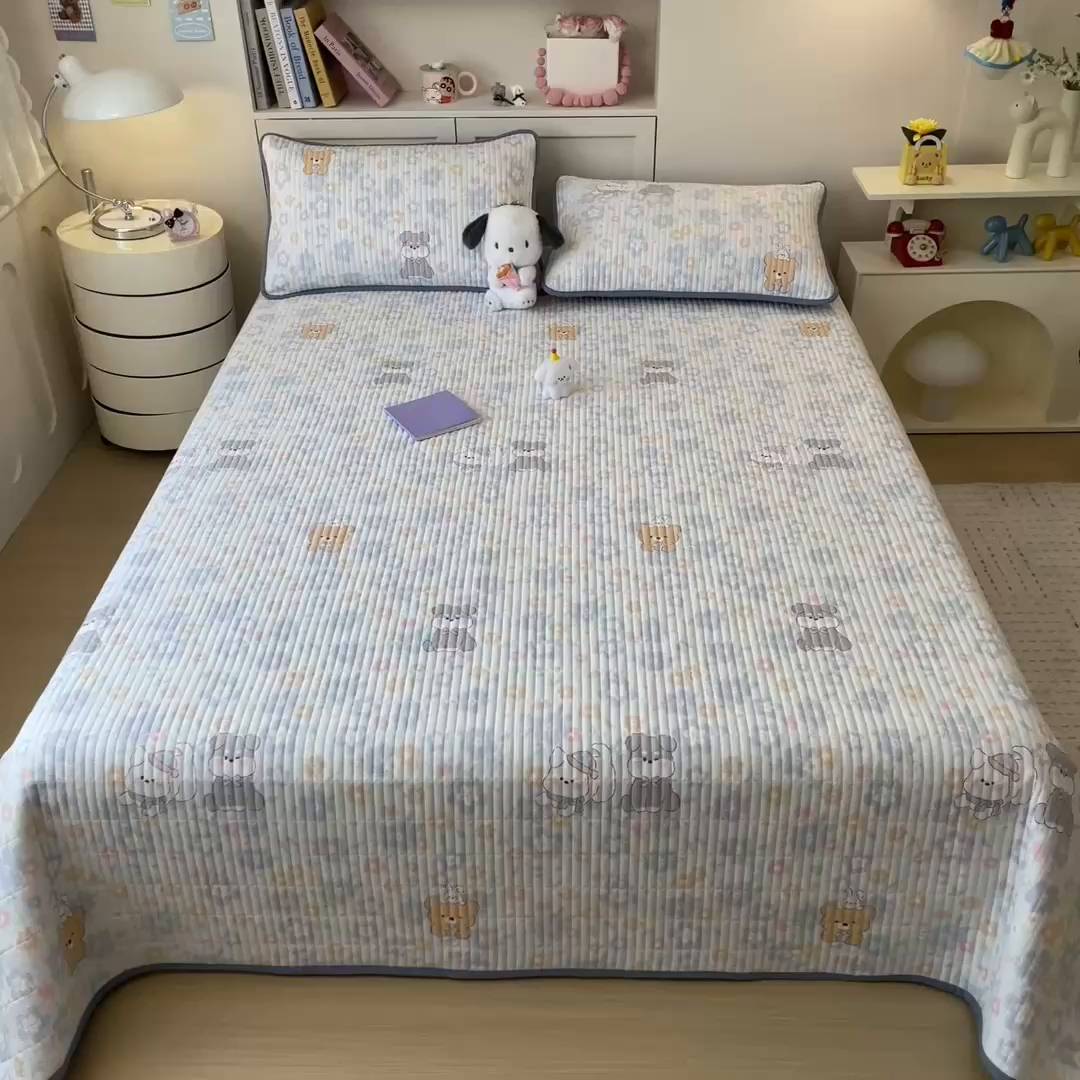 91家纺网 家纺一手货源 找家纺 （总）雯豆家纺 2025新品皱皱双层纱床盖泡泡纱床罩保护套