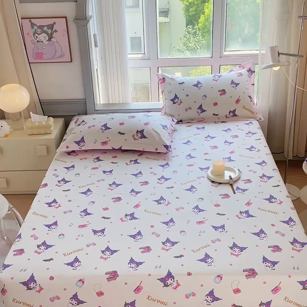 91家纺网 家纺一手货源 找家纺 蘭菲家纺 2025新款三丽鸥系列全棉印花单品床笠 小臭美