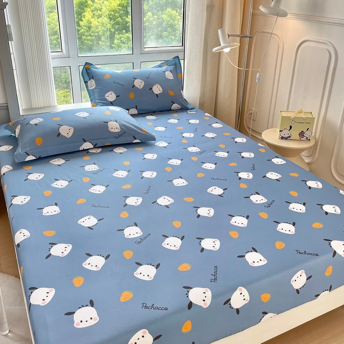 91家纺网 家纺一手货源 找家纺 蘭菲家纺 2025新款三丽鸥系列全棉印花单品床笠 小金豆-灰