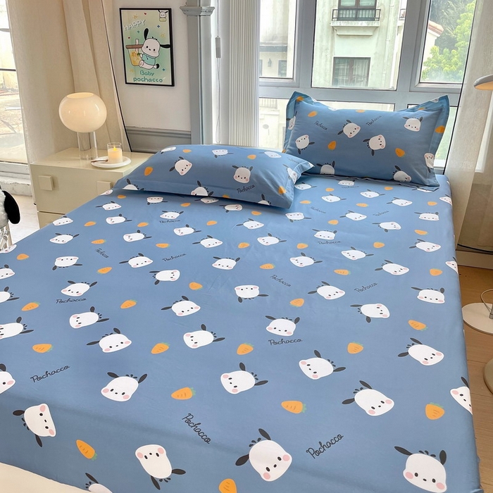 91家纺网 家纺一手货源 找家纺 蘭菲家纺 2025新款三丽鸥系列全棉印花单品床笠 小金豆-灰