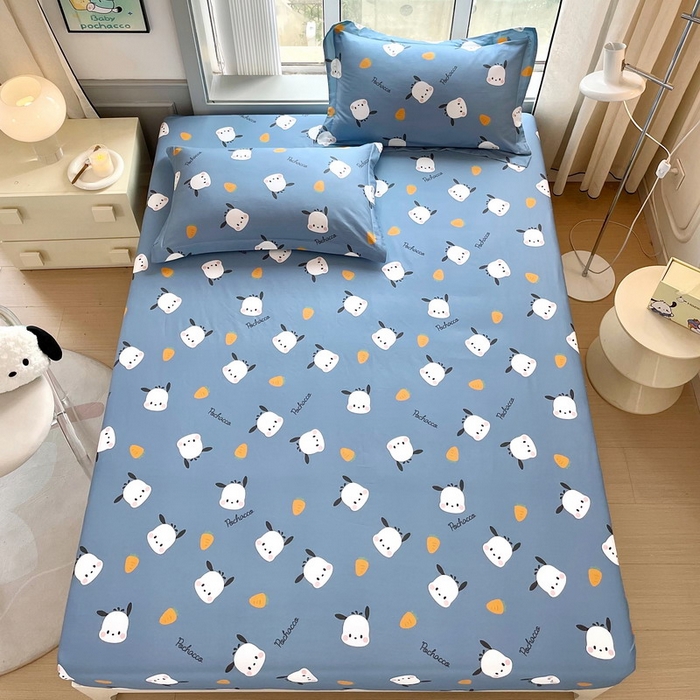 91家纺网 家纺一手货源 找家纺 蘭菲家纺 2025新款三丽鸥系列全棉印花单品床笠 小金豆-灰