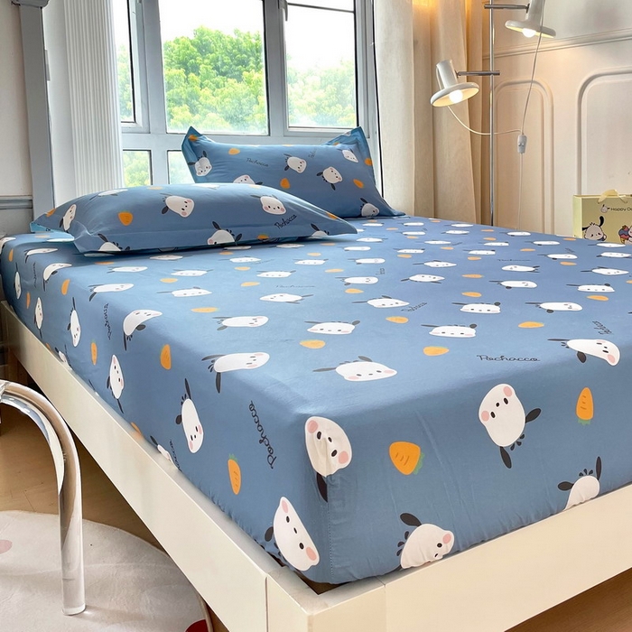 91家纺网 家纺一手货源 找家纺 蘭菲家纺 2025新款三丽鸥系列全棉印花单品床笠 小金豆-灰