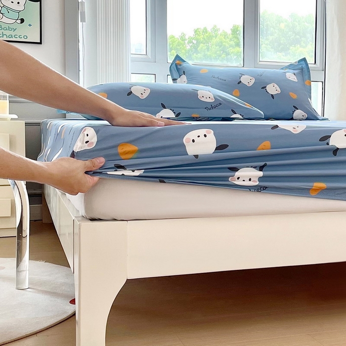 91家纺网 家纺一手货源 找家纺 蘭菲家纺 2025新款三丽鸥系列全棉印花单品床笠 小金豆-灰