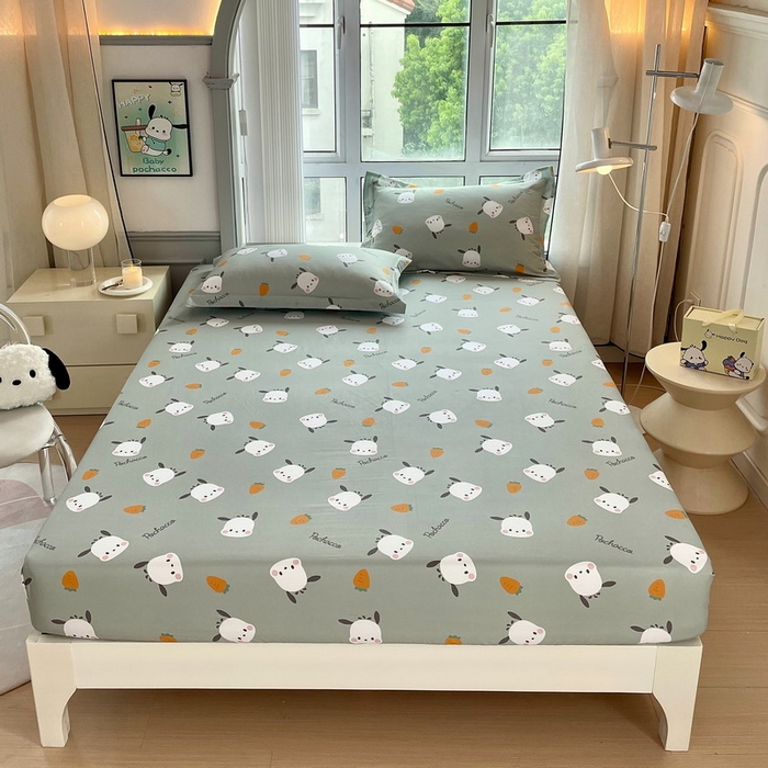 蘭菲家纺 2025新款三丽鸥系列全棉印花单品床笠 小金豆-绿