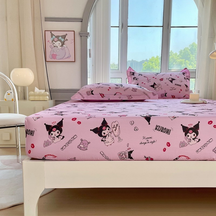 91家纺网 家纺一手货源 找家纺 蘭菲家纺 2025新款三丽鸥系列全棉印花单品床笠 小美库