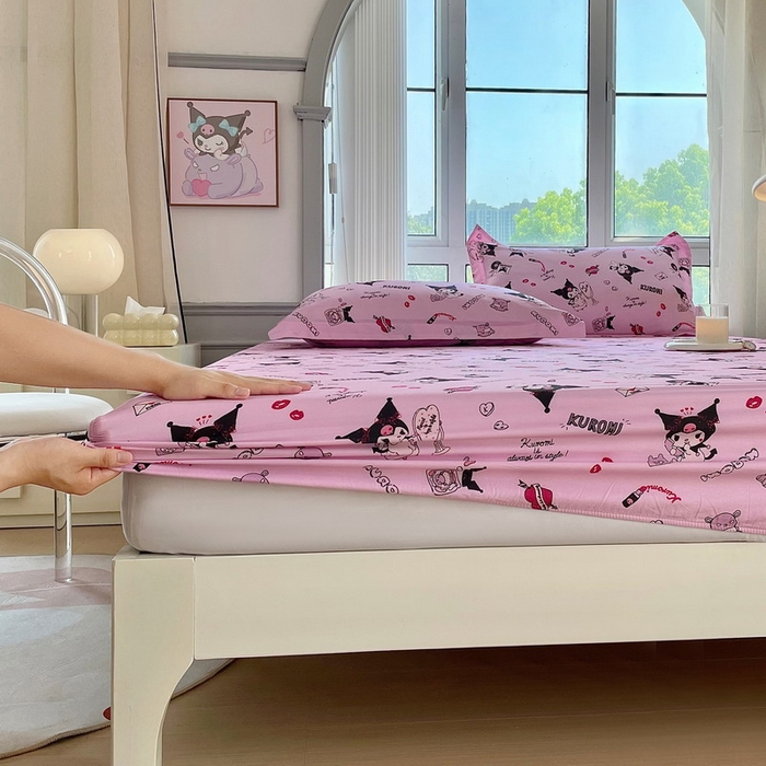 91家纺网 家纺一手货源 找家纺 蘭菲家纺 2025新款三丽鸥系列全棉印花单品床笠 小美库