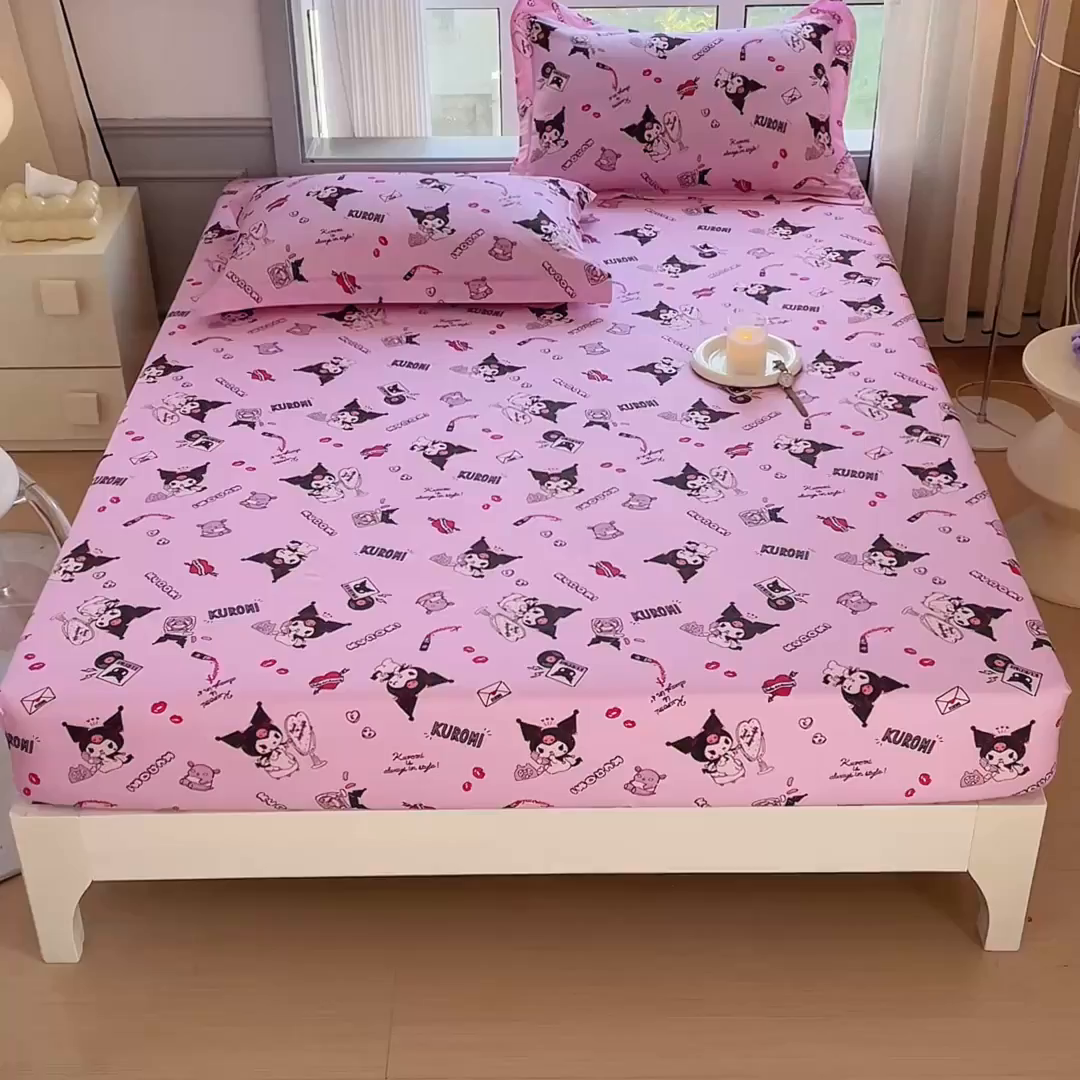 91家纺网 家纺一手货源 找家纺 蘭菲家纺 2025新款三丽鸥系列全棉印花单品床笠 小美库