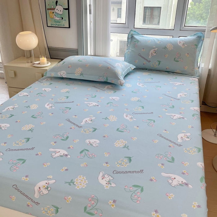 91家纺网 家纺一手货源 找家纺 蘭菲家纺 2025新款三丽鸥系列全棉印花单品床笠 小清新