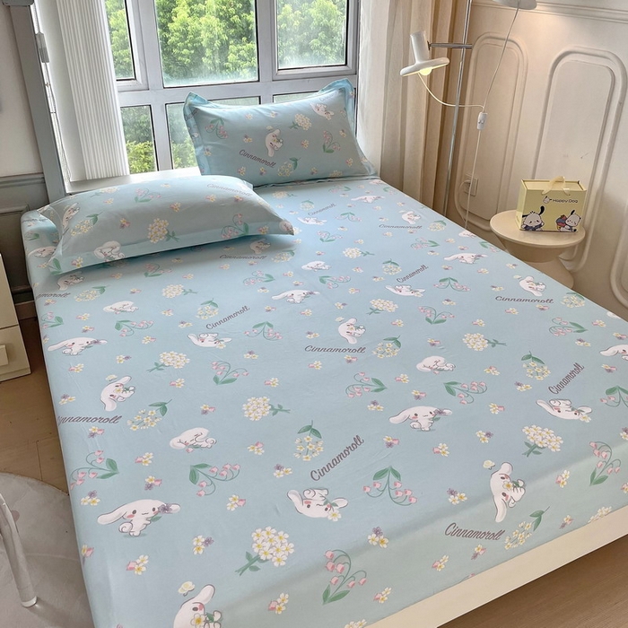 91家纺网 家纺一手货源 找家纺 蘭菲家纺 2025新款三丽鸥系列全棉印花单品床笠 小清新