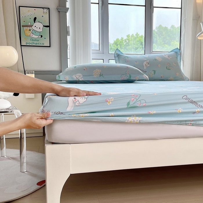 91家纺网 家纺一手货源 找家纺 蘭菲家纺 2025新款三丽鸥系列全棉印花单品床笠 小清新