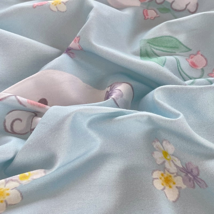 91家纺网 家纺一手货源 找家纺 蘭菲家纺 2025新款三丽鸥系列全棉印花单品床笠 小清新