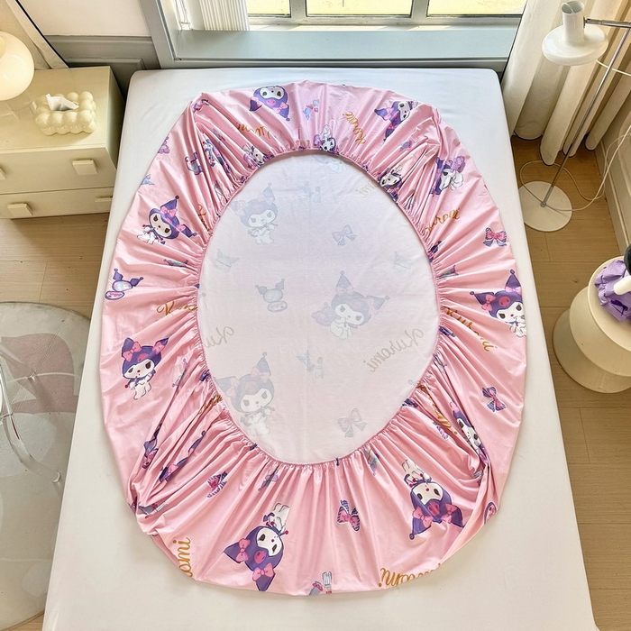 91家纺网 家纺一手货源 找家纺 蘭菲家纺 2025新款三丽鸥系列全棉印花单品床笠 小甜库-粉