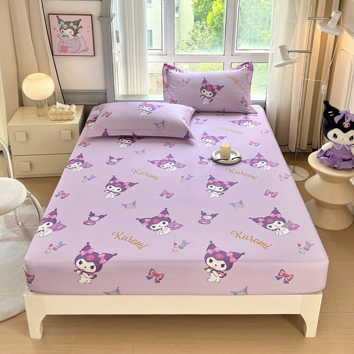 蘭菲家纺 2025新款三丽鸥系列全棉印花单品床笠 小甜库-紫