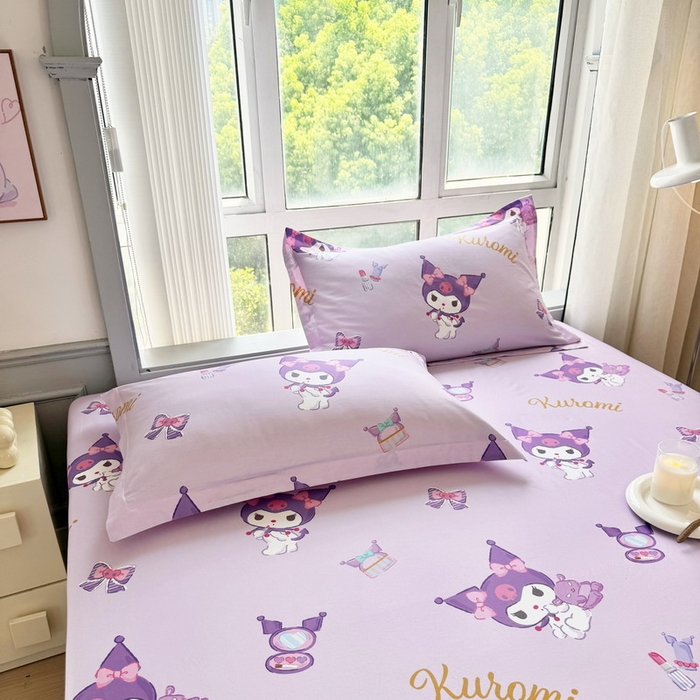 91家纺网 家纺一手货源 找家纺 蘭菲家纺 2025新款三丽鸥系列全棉印花单品床笠 小甜库-紫