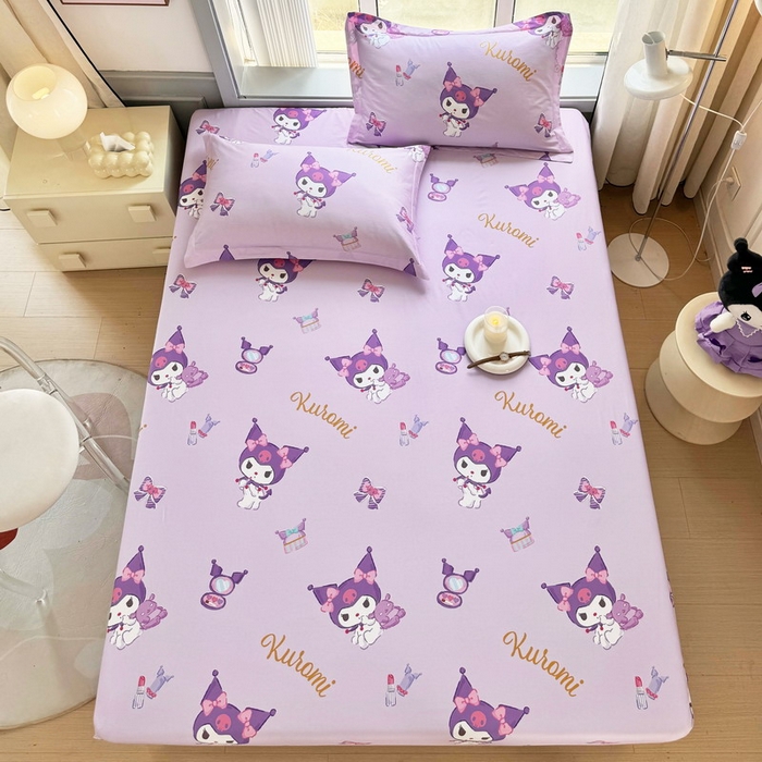 91家纺网 家纺一手货源 找家纺 蘭菲家纺 2025新款三丽鸥系列全棉印花单品床笠 小甜库-紫