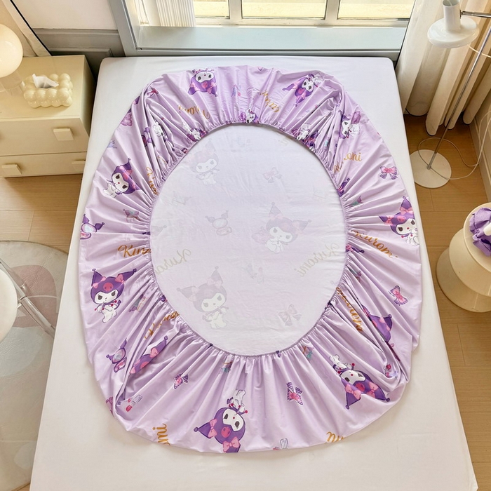 91家纺网 家纺一手货源 找家纺 蘭菲家纺 2025新款三丽鸥系列全棉印花单品床笠 小甜库-紫