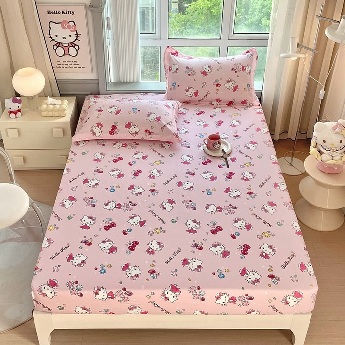 91家纺网 家纺一手货源 找家纺 蘭菲家纺 2025新款三丽鸥系列全棉印花单品床笠 小甜心