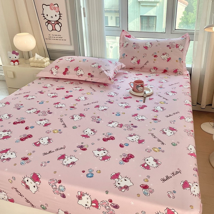 91家纺网 家纺一手货源 找家纺 蘭菲家纺 2025新款三丽鸥系列全棉印花单品床笠 小甜心