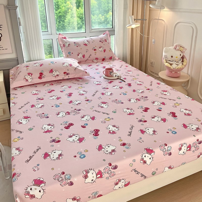 91家纺网 家纺一手货源 找家纺 蘭菲家纺 2025新款三丽鸥系列全棉印花单品床笠 小甜心