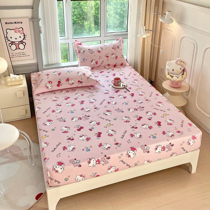 91家纺网 家纺一手货源 找家纺 蘭菲家纺 2025新款三丽鸥系列全棉印花单品床笠 小甜心